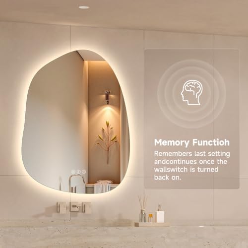 Hasipu 40"x30" Large Irregular Wall Mirror Backlit Vanity Mirror - Image 4