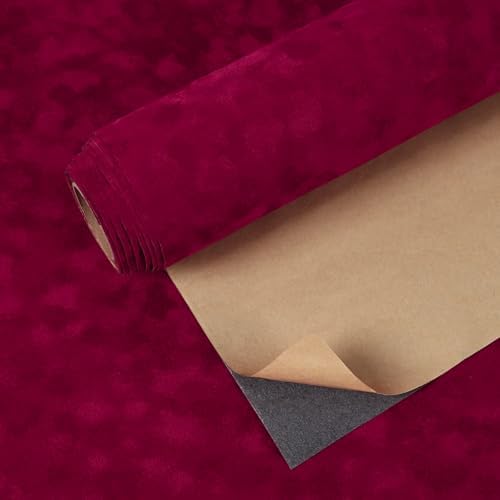 VEELIKE Retro Red Velvet Wallpaper Peel and Stick Self Adhesive Soft Felt Liner by VEELIKE
