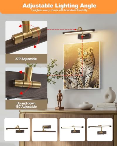 Tassuowell LED Picture Lights for Wall Rechargeable, Battery Operated Art Light - Image 7