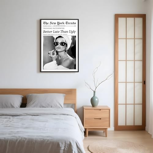 Framed Better Late Than Ugly Wall Decor Newspaper Audrey Hepburn Wall Art - Image 5