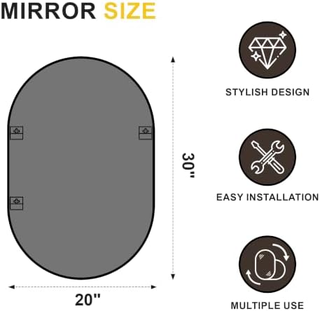 Black Oval Bathroom Mirror for Over Sink, 2 Pack 20"x30" Wall Mirror - Image 2