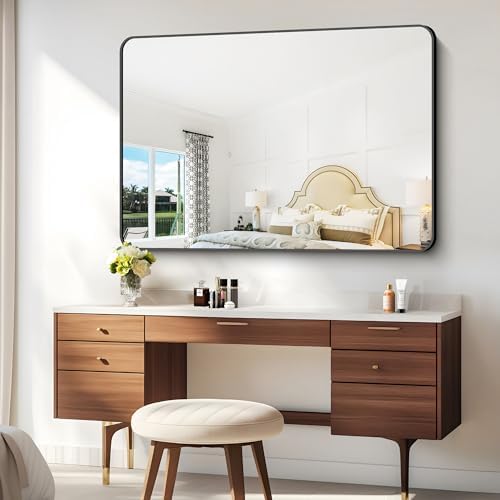 BONEWEI 55x36 inch Bathroom Mirror, Wall Mounted Bathroom Frame Vanity Mirror - Image 6