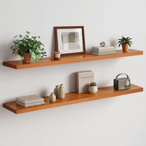 Homeforia 60 Inch Floating Shelves, High-End Solid Pine Wood by Homeforia