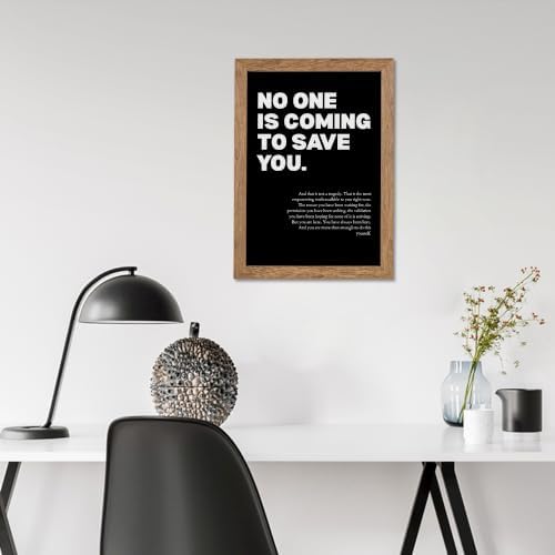 Golden Framed No One Is Coming To Save You Motivational Canvas Wall Art - Image 5