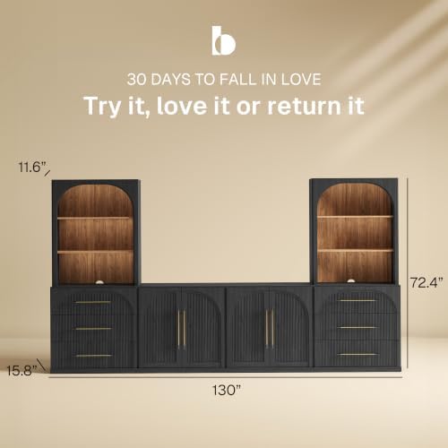 BELLEZE Jagger 130" Wall Unit 6-Piece Modular TV Stand - Image 2
