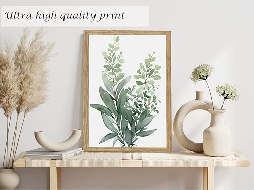 Induslyfe Framed Eucalyptus Sage Green Botanical Plant Wall Art Canvas Decor - Image 7