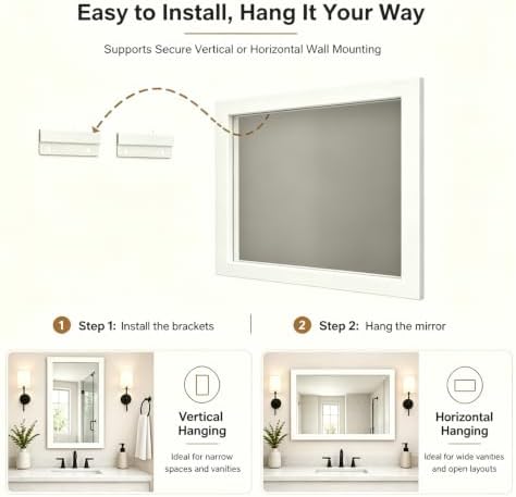 SMIROR 55x30 Matte White Bathroom Vanity Mirror - Image 5
