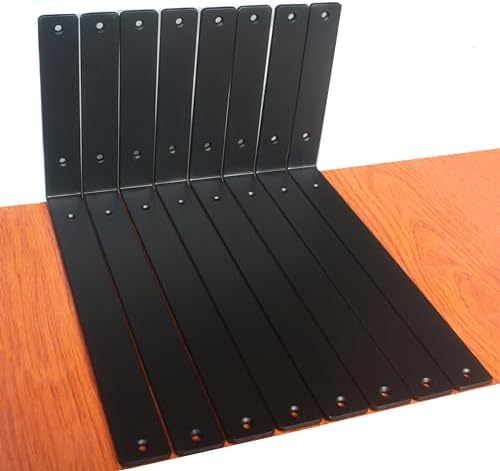 8 Pack - L 14" x H 8" x W1.5, 5mm Thick Black L Shelf Bracket, Iron Shelf by MHMYDZ