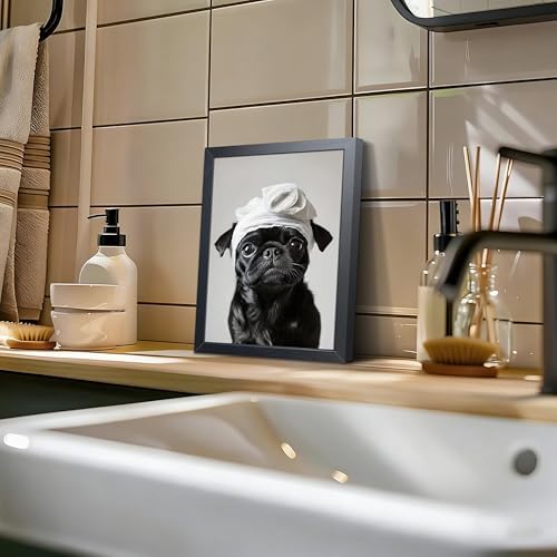 Funny Pug Bathroom Wall Art, Cute Dog Bath Canvas Print Poster, Farmhouse - Image 3