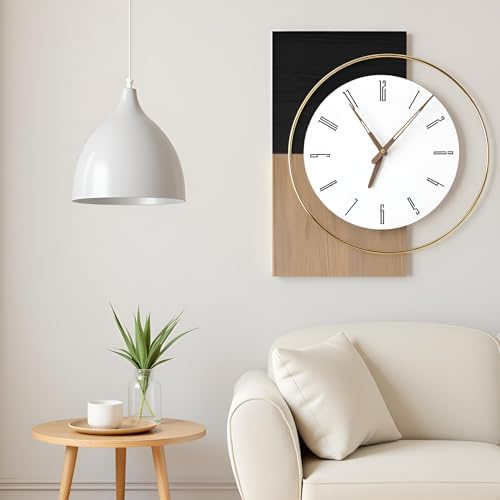 19x16 Inch Modern Silent Wall Clock Battery Operated by XGGJWW