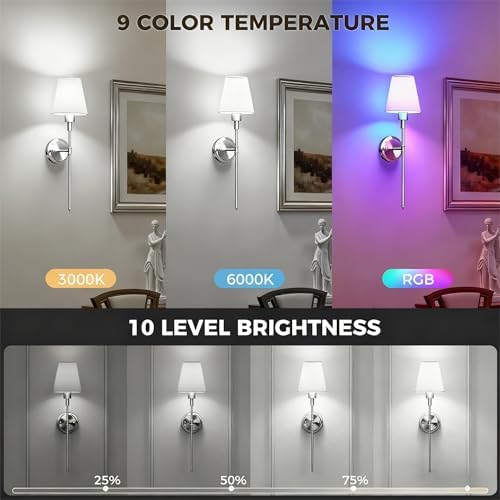 Battery Operated Wall Sconce: Set of 2 Wireless Wall Light 12000mAh - Image 3