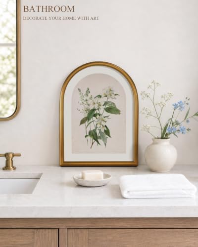 VIYYIEA Floral Wall Art, Vintage Gold Arched framed Lilac Flower Prints - Image 5