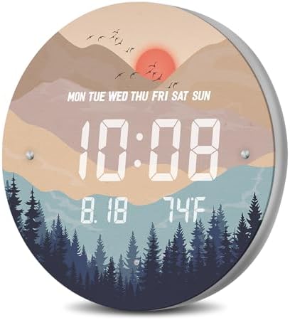 Digital LED Wall Clock for Home & Office, Wilderness Sunset by SCOAGE