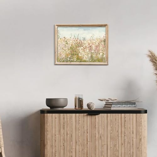 uniro Wildflower Field Vintage Canvas Wall Art - Image 4