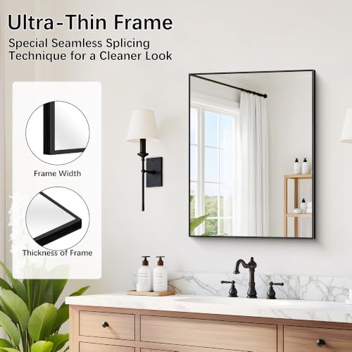 DESBING Black Bathroom Mirror for Wall, 2 Pack 18x24 Inch Rectangle Mirrors - Image 5