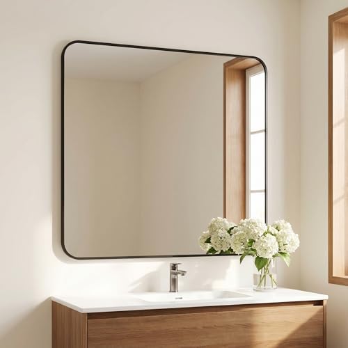 BEAUTYPEAK 39" x 39" Rectangular Wall Mounted Bathroom Mirror by BEAUTYPEAK