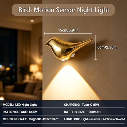 Motion Sensor Wall Light: Cute Bird Rechargeable Lights 2 Pack - Image 6