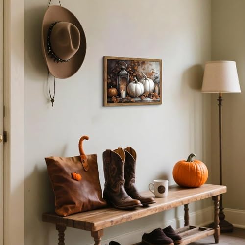 Framed Vintage Halloween Pumpkin Canvas Wall Art, Pumpkins - Image 7
