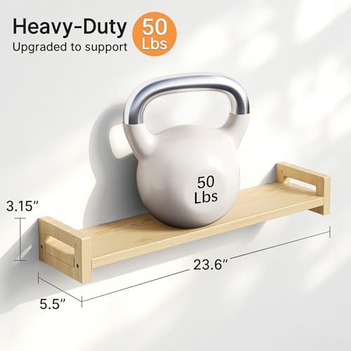 Solid Wood Floating Shelf, 23.6" Wall Shelf - Image 3