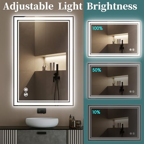 COLMERD 24 x 36'' LED Mirror for Bathroom, 3 Colors Dimmable - Image 4