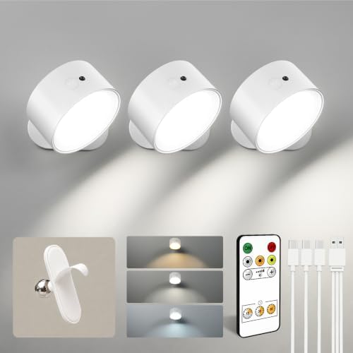 Rechargeable Wall Sconces with Remote, Magnetic Wall Lights by AMETHEUS