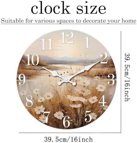 XNM Wood Wall Clocks Battery Operated 16 Inch Flower Wall Decor - Image 3