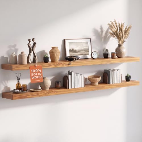 Homeforia 60 Inch Floating Shelves, High-End Solid Pine Wood by Homeforia