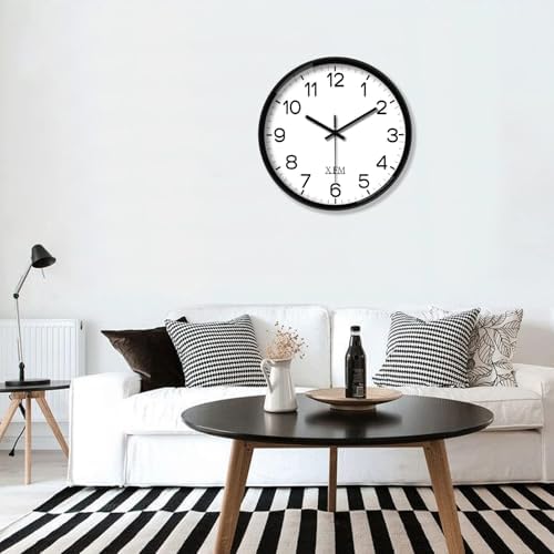 XFM Large Silent Wall Clocks Battery Operated 16 Inch Black Classic - Image 2