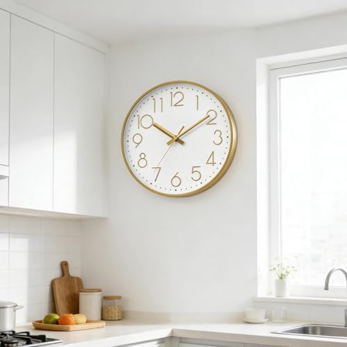DAXSMY Wall Clock 14 Inch Gold Decorative, Battery Operated Silent - Image 6