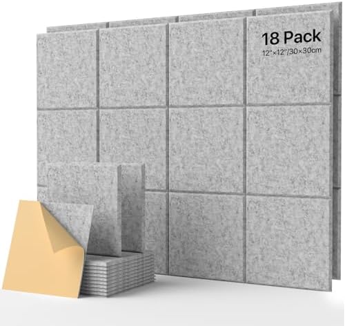 Soundsbay Self-Adhesive Soundproof Wall Panels 18 Pack 12"x12" Gray by Soundsbay