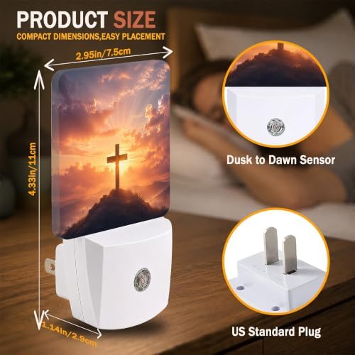 Cross Sunset Night Light, Dusk to Dawn Nightlights Plug into Wall - Image 3