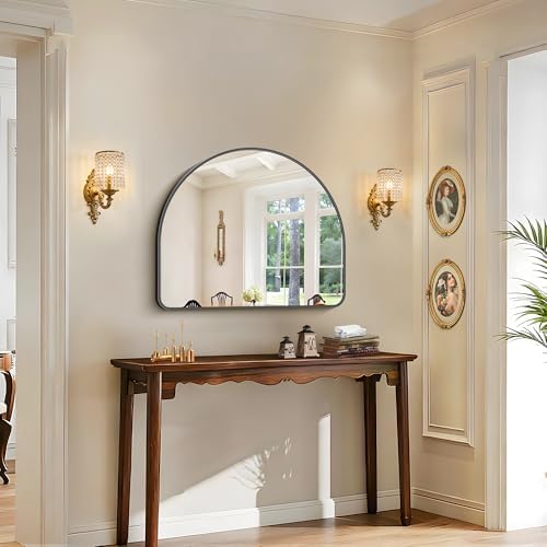 FORBATH Arched Bathroom Mirror 36x30 Inch, Hanging or Leaning Against Wall - Image 2