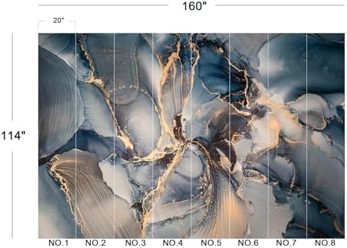 Modern Abstract Blue Gold Fluid Art Wallpaper Peel Stick - Image 5