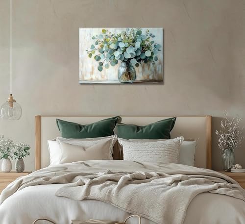 Eucalyptus Flower Vase Canvas Wall Art Sage Green Canvas - Image 5