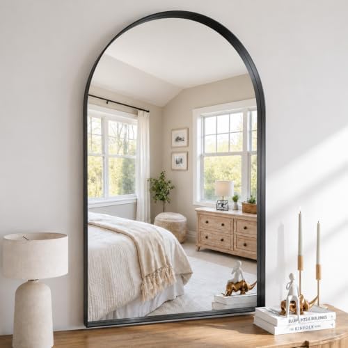 40"x30" Black Arched Mirror, Arched Wall Mirror by MYSUNORIA