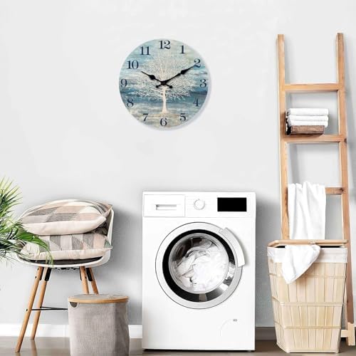 XFM Blue Tree of Life Wall Clock 16 Inch Farmhouse Decor - Image 5