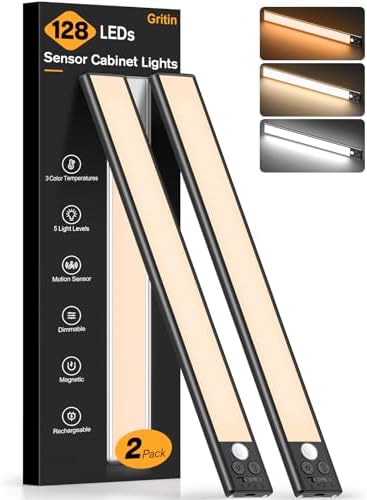 Gritin 14.7inch Under Cabinet Lighting Rechargeable 2 Pack by Gritin