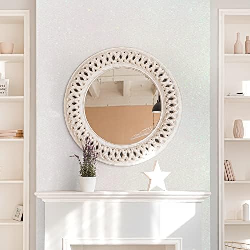 VEELIKE Iridescent Off-White Glitter Wallpaper Stick and Peel Removable Sparkle - Image 2