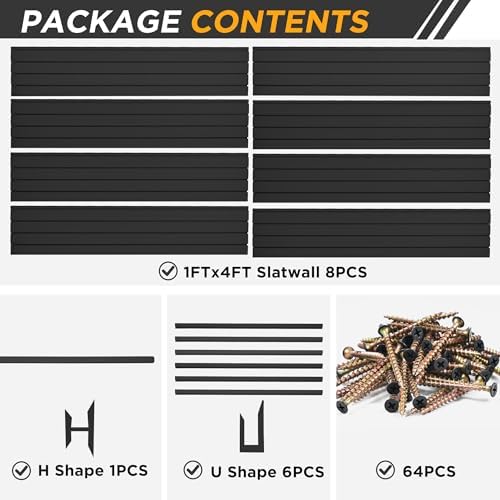 Slatwall Panel Garage Storage System, Heavy Duty Wall Mount Slatwall Organizer - Image 7