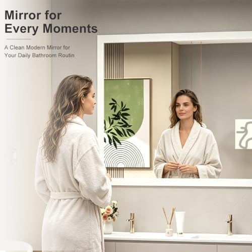 SMIROR 55x30 Matte White Bathroom Vanity Mirror - Image 4