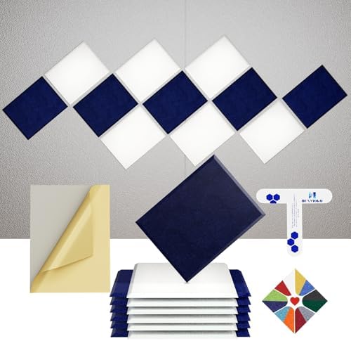 12 Pack Self-Adhesive Acoustic Panels, 2nd Generation Sound Absorbing Panel by DEXMOKO