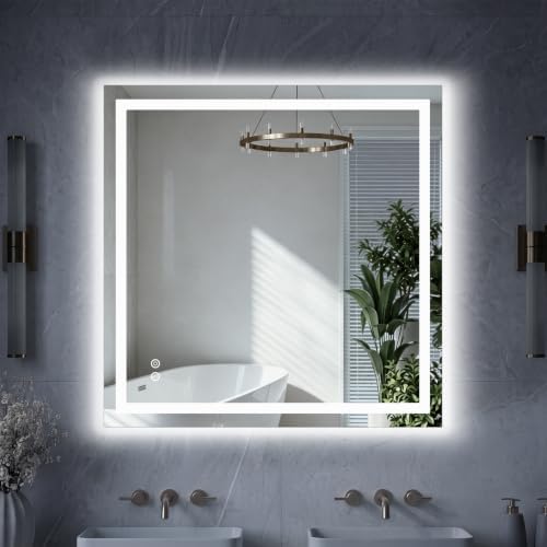 LED Bathroom Mirror with Lights, 36x36 Inch Wall Vanity Mirror by HAPPYMONTLLC