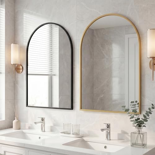 Arched Gold Bathroom Mirrors for Wall, 20x30-Inch Bathroom Mirror for Over Sink - Image 2