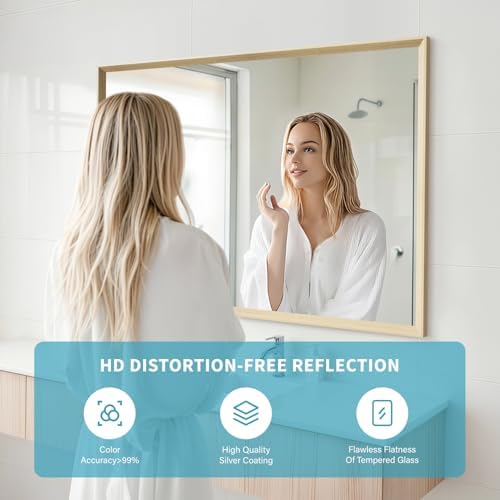 Oak Wood Effect Framed Wall Mirror, 30x40 Rectangle Mirror - Image 3