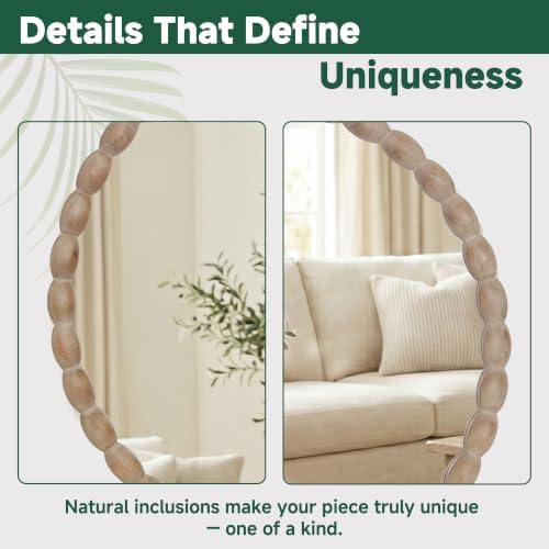 30"x30" Round Solid Wood Farmhouse Decorative Wall Mirror - Image 4
