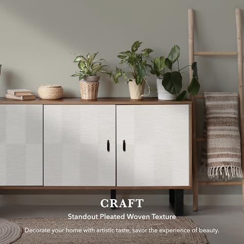 GoDear Design White Grasscloth Wallpaper Cabinet Covers - Image 2