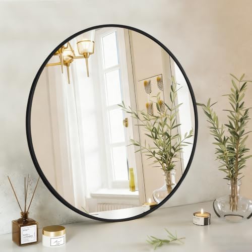 NEWBULIG 30 Inch Round Bathroom Mirror, Wall Mount Vanity Mirror by NEWBULIG