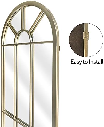 HQiJun Wall Mirror Window Decorative Mirrors Arched Farmhouse - Image 3