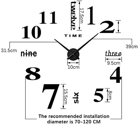 Modern Large 3D Mirror Frameless DIY Wall Clock - Image 2