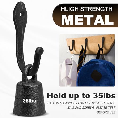 LEIFIDE 6 Pcs Wrought Iron Wall Hooks Heavy Duty Black - Image 2